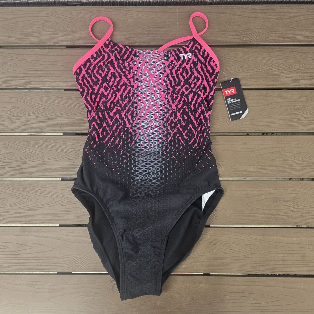 TYR Durafast Women's Pink Odyssey Cutoutfit 1 Pc Swimsuit SZ 32 New